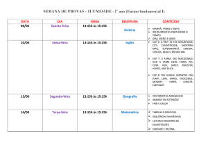 SEMANA DE PROVAS – II UNIDADE - 1º ano (Ensino fundamental I)