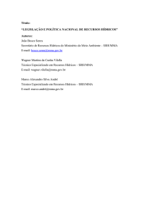 LEGISLAÇÃO E POLÍTICA NACIONAL DE RECURSOS HÍDRICOS