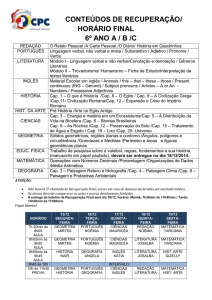 CONTEÚDOS DE RECUPERAÇÃO/ HORÁRIO FINAL 6º ANO A / B /C