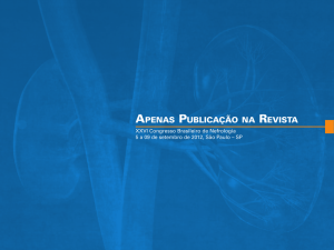 ApenAs PublicAção nA RevistA - Sociedade Brasileira de Nefrologia