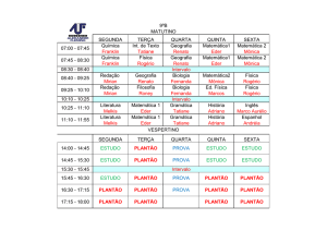 SEGUNDA TERÇA QUARTA QUINTA SEXTA Química Int. de Texto