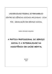 A PRÁTICA PROFISSIONAL DO SERVIÇO SOCIAL E A