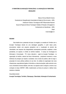 O TERRITÓRIO DA INOVAÇÃO TECNOLÓGICA E A INOVAÇÃO DO