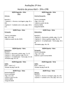 Avaliações 3º Ano Horário de prova Abril – 3ºA e 3ºB