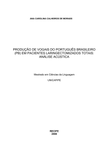 produção de vogais do português brasileiro (pb) em