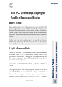 Aula 2 – Governança do projeto Papéis e Responsabilidades