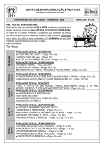 Cronograma de Avaliações do I BIMESTRE – 5º ANO