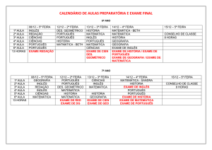 CALENDÁRIO DE AULAS PREPARATÓRIA E EXAME FINAL