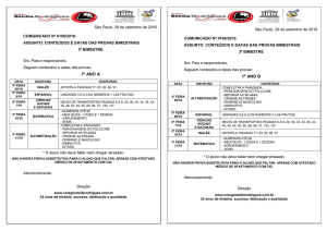 Conteúdo Bimestral – Fundamental I – 3º Bimestre