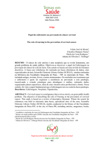 Artigo Papel do enfermeiro na prevenção do câncer cervical The