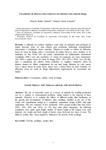 Crescimento de Dipteryx alata Fabaceae em substrato com