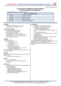 calendário e roteiro de prova mensal 5º ano do