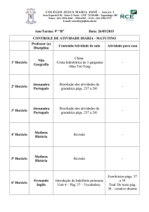 Ano/Turma: 9º “B” Data: 26/05/2015 CONTROLE DE ATIVIDADE