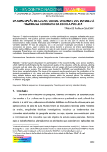 DA CONCEPÇÃO DE LUGAR, CIDADE, URBANO E USO DO SOLO