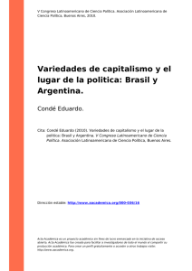 Variedades de capitalismo y el lugar de la politica: Brasil y Argentina