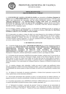 Objeto: Contratação de empresa especializada para fornecimento