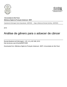 Análise de gênero para o adoecer de câncer