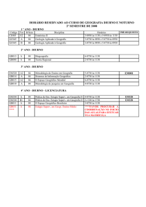 horário reservado ao curso de geografia diurno e