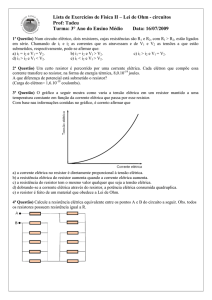 Lista de Exercícios de Física II – Lei de Ohm