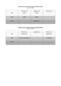 Horário do Exame Final do Ensino Médio Federal 15/12