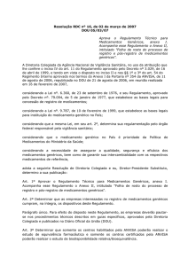 Resolução RDC nº 16, de 02 de março de 2007 DOU 05/03/07