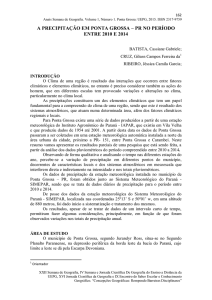 a precipitação em ponta grossa – pr no período entre 2010