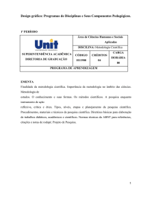 Ementas das disciplianas - DESIGN GRÁFICO