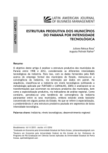 estrutura produtiva dos municípios do paraná por intensidade