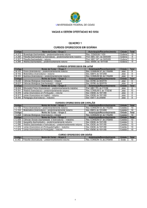 Quadro de Cursos PS UFG - SISU 2011-1