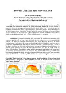 Previsão Climática para o Inverno/2014