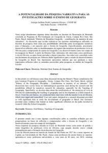 a potencialidade da pesquisa narrativa para as investigações sobre