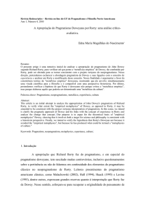 2. A Apropriação do Pragmatismo deweyano por Rorty: uma análise