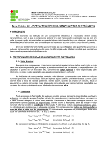 ESPECIFICAÇÕES DOS COMPONENTES ELETRÔNICOS