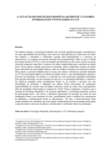 a atuação do psicólogo hospitalar frente à fatores estressantes