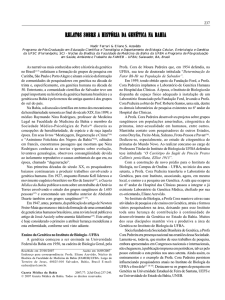 RELATOS SOBRE A HISTÓRIA DA GENÉTICA NA BAHIA TOS