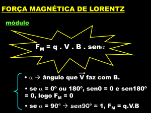FORÇA MAGNÉTICA DE LORENTZ F = q . V . B