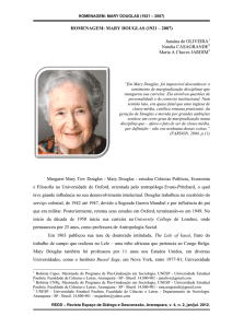 HOMENAGEM: MARY DOUGLAS (1921 – 2007) Janaina de