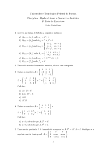 Álgebra Linear e Geometria Analítica 1а Lista de Exercícios