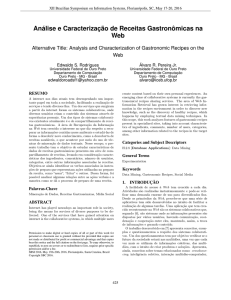 Análise e Caracterização de Receitas Gastronômicas na Web