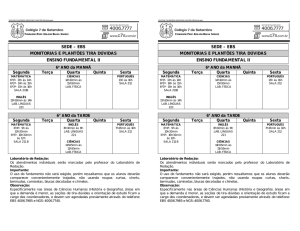 Horários das Monitorias e Plantões Tira Dúvidas por Nível de Ensino