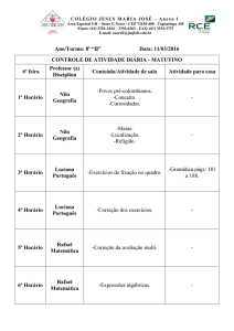 Data: 11/03/2016 CONTROLE DE ATIVIDADE