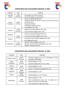 CONTEÚDOS DAS AVALIAÇÕES PARCIAIS 1º ANO CONTEÚDOS