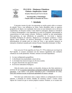 FLG 0114 – Mudanças Climáticas Globais e Implicações Atuais