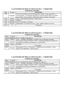 calendário de provas mensais – 1º bimestre