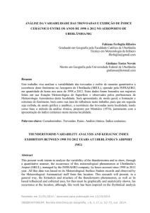 análise da variabilidade das trovoadas e exibição de índice