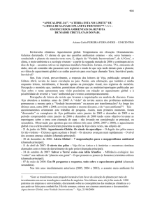 “APOCALIPSE JA!”. “A TERRA ESTA NO LIMITE” OU “A IDEIA DE