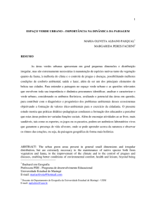 1 espaço verde urbano – importância na dinâmica