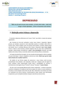 Ficha sobre Depressão - Portefólio de Psicopatologia Geral