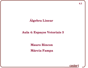 Álgebra Linear Mauro Rincon Márcia Fampa Aula 4