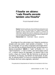 Filosofar em abismo: “cada filosofia esconde também uma